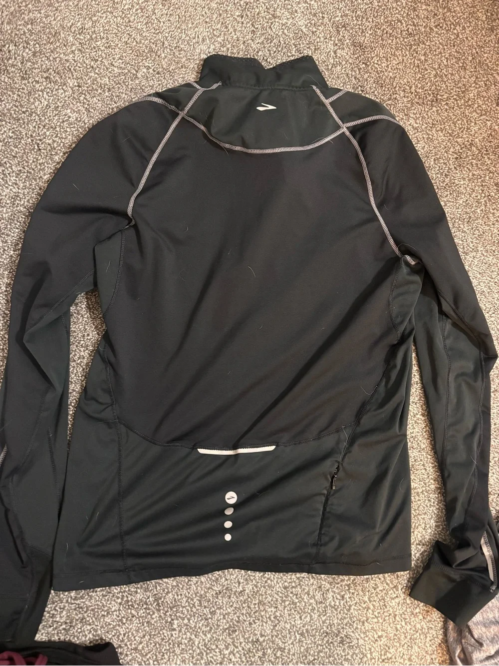 Brooks Black Quarter-Zip, Gray Heather Top & Burgundy Sports Bra Set - Picture 7 of 7